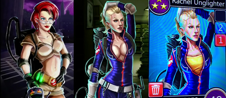 ghostbusters puzzle fighter sexualized
